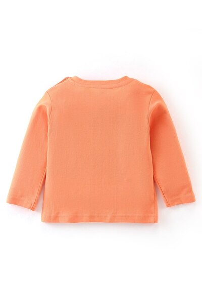 Babyoye Babyoye 100% Cotton Eco Jiva Finish Full Sleeve T-Shirt & Lounge Pant Set  & Embroidery-Orange & Red