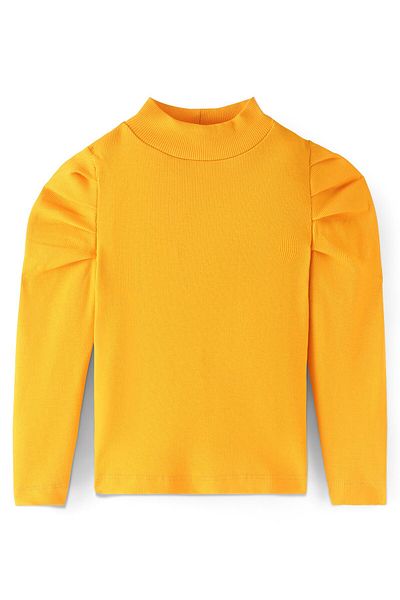Ollington St. Cotton Knit Full Sleeve Solid Top & Denim Culottes Set Floral Printed-Yellow & Indigo