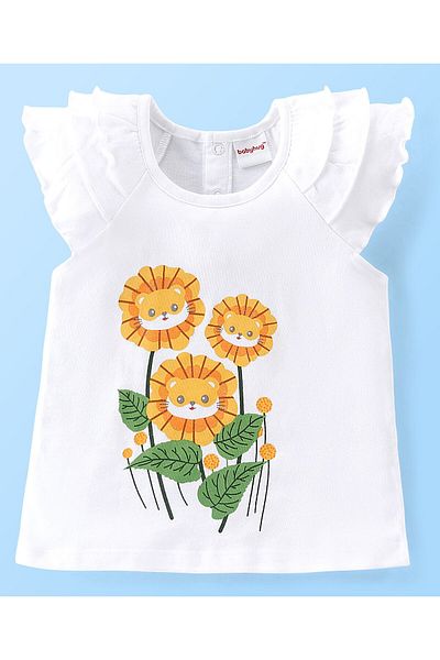 Babyhug Babyhug 100% Cotton Single Jersey Knit Sleeveless Top & Shorts Set Floral Print - White & Yellow