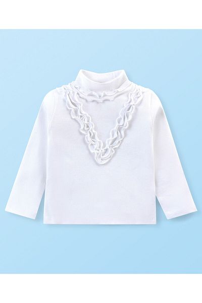 Babyhug 100% Cotton Knit Full Sleeves Top & Skirt Solid Colour - White & Red