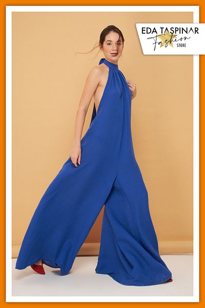Eda Taşpınar Muslin Back Low-Cut Jumpsuit - Teks-00062