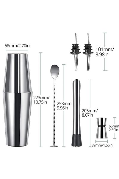 vosco 6 Piece Advantageous Cocktail Set Boston Shaker (750ML)