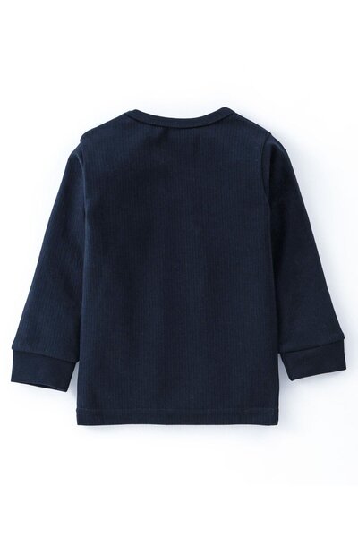 Babyhug Full Sleeves Solid Thermal Vest  with Sando & Pajama - Dark Navy Blue