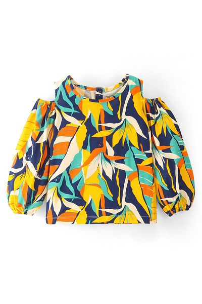 Ollington St. Ollington St. 100% Cotton Knit Full Sleeves Top & Culottes Set Floral Print - Navy Blue & Multicolor