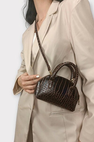 Glemix حقيبة يد وكتف نسائية صغيرة باللون البني المر من الياقوت