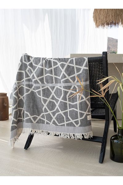 Barine Peshtamal din bumbac gri/negru Marrakech - Husă 90x160