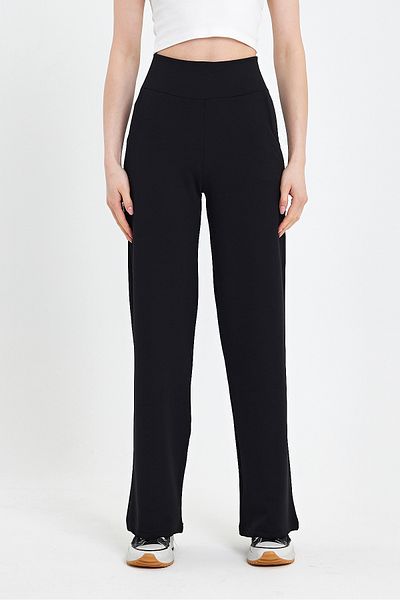 Club Floral Fashıon Pantaloni crep largi cu centură neagră