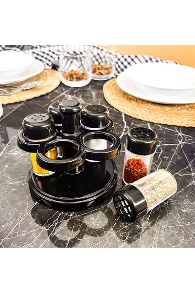eser plastik Rotatable 5-Piece Spice Rack Set Salt Shaker