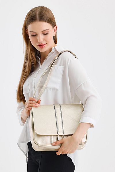 Deribag Piele autentică, curea încrucișată, geantă zilnică, geantă de umăr pentru femei, auriu 27*26*8 cm