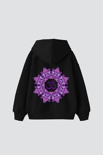 Sekizbiraltı Om Printed Unisex Oversize Μαύρο Hoodie