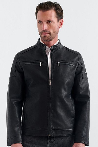 Pierre Cardin Мъжко яке от изкуствена кожа Hadrien Regular Fit