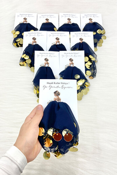 ZEYMERADE هدية بطاقة شيفون ذهبي أزرق داكن بطاقة شيفون ذهبي منديل هلاي 10 قطع ...