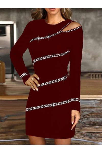 leyla sanat sanata yeni bir bakış açısı Leyla a New Perspective on Art Art Women's Long Sleeve Shoulder Window Detail Stone Embroidered Diver Mini
