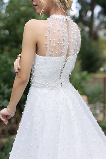 berissima bride Artemis İncili Simli Dantel Reglan Boyun Helen Gelinlik & Nikah Elbisesi