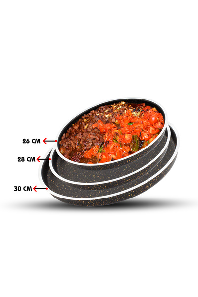 Dora Granitta طقم صينية بيتزا وكنافة مقاس 26 سم - 30 سم - ذهبي أسود