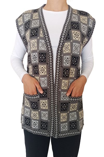 ABVEV Colorful Patterned Stylish Mother's Vest with Pockets - Modern Gathering Elegance