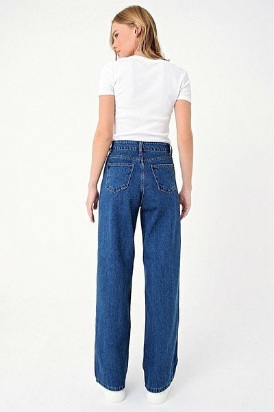 LAMİRA Pantaloni de jeans cu talie super înaltă Afandă, albastru închis, din lycra Palazzo