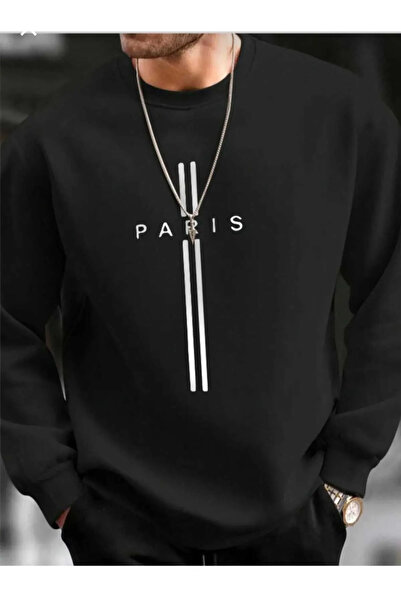 pandy Φούτερ Unisex Paris Vertical Printed Oversize Crew Neck