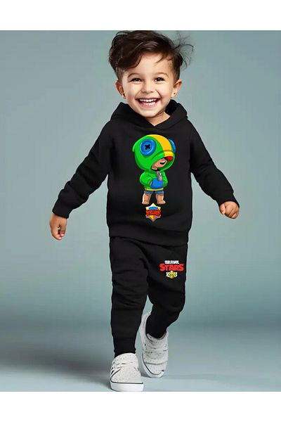 AEMİ Set de trening pentru copii Brawl Stars din bumbac imprimat cu glugă