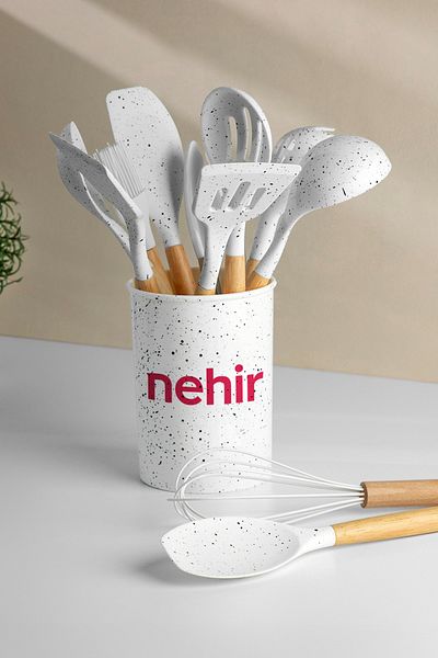 Nehir Angela Wooden Silicone 12 Piece Serving Set