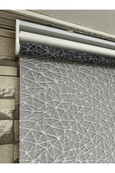 PERDECİNİZ ÇİFTLİ SİSTEM TÜL STOR PERDE GRİ RENK (Etek Kısmı Düz) en x boy