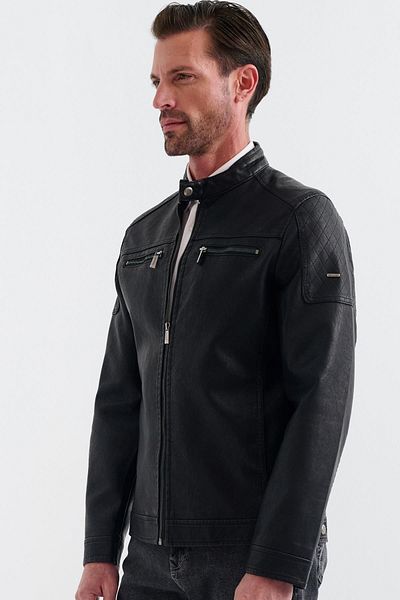 Pierre Cardin Мъжко яке от изкуствена кожа Hadrien Regular Fit
