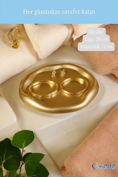 Evene Gold Colored Decorative Makeup and Cosmetic Organizer - Jewelry Model 17