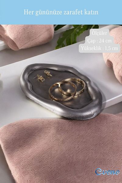 Evene Makeup and Cosmetic Organizer - Decorative Plate, Silver Antique, Color Model 18