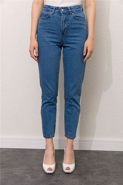LAMİRA Cauta Blue Mom Jean Comfort Lycra Model Flexibil Denim