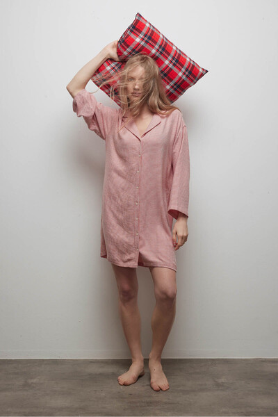 Hays Kadın Viskon Dokuma Uzun Kollu Gömlek Elbise