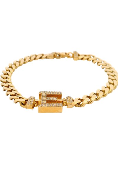 Altınöz Mücevherat Zirkon Taş Detaylı E Harfli Gurmet Zincir Yeşil Altın Bile...