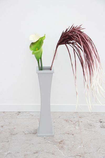 Yapay Çiçek Deposu Stone Gray Thin Waisted Wooden Vase 60 cm