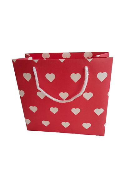 heppack White Kraft Bag with Rope Handle Heart Pattern 18X8X21 cm Gift Bag 25 Pack