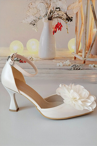 Modavien Women's 7 cm Rose Detailed Bridal Shoes