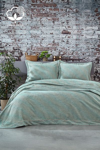 Nazik Home مفرش سرير مزدوج من القطن مخطط من Volga