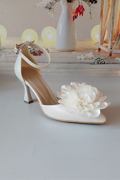 Modavien Women's 7 cm Rose Detailed Bridal Shoes