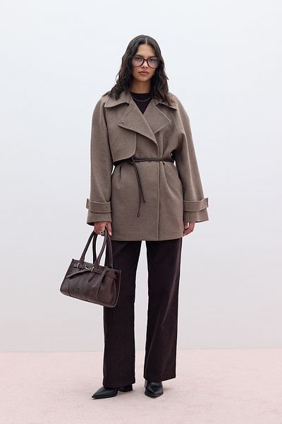 Manuka Nerzfarbener zweireihiger Trenchcoat – Mari