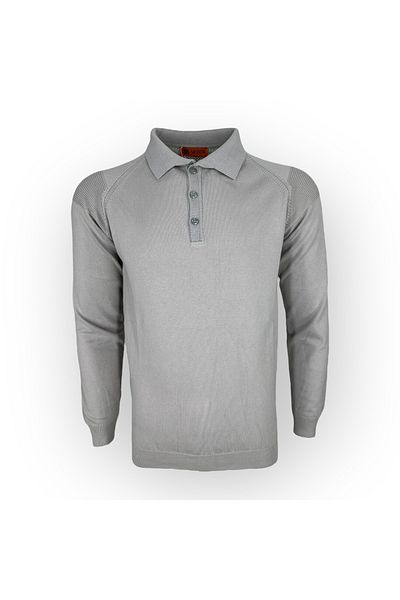T&M Vertino Gray Buttoned Polo Neck Sweater and Sweater