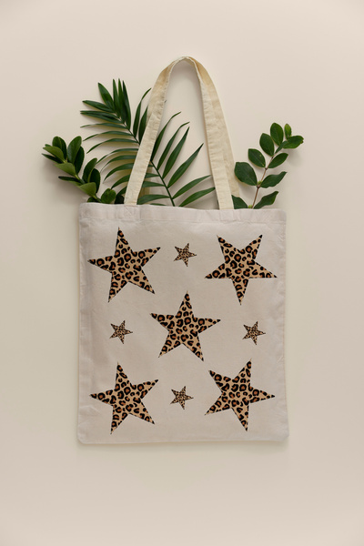 Tufi Baby Star Leopard Pattern Printed Raw Cloth Bag Tote Bag Shoulder Bag