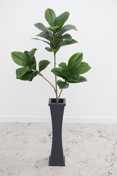 Yapay Çiçek Deposu Anthracite Gray Thin Waisted Wooden Vase 60 cm