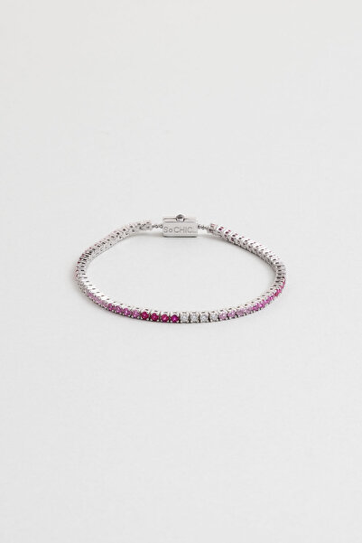 So CHIC... Gökkuşağı 18 Ayar Beyaz Altın Kaplama Gümüş Su Yolu Bileklik