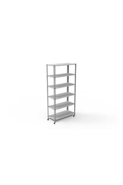 RafBurada 6 Katlı Tekerlekli Galvaniz Çelik Raf - Depo, Arşiv, Kiler, Dosya, ...