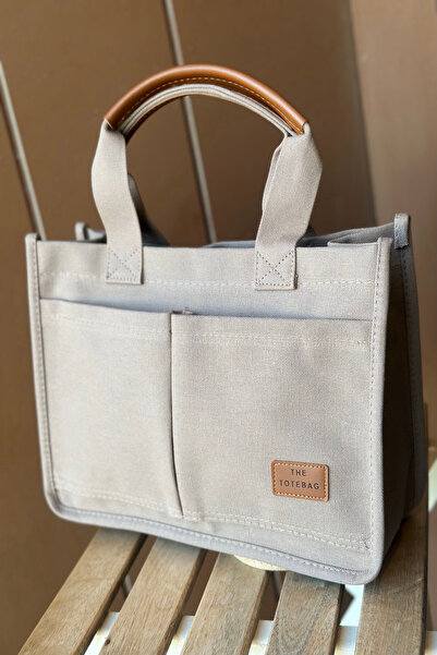 Mukteza Kanvas Cep Detaylı Kadın Çantası