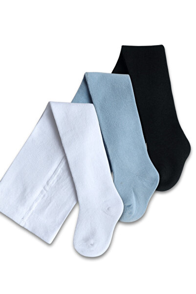 GizaKids Girls Boys Unisex Baby Kids Blue Black White Pantyhose Set of 3