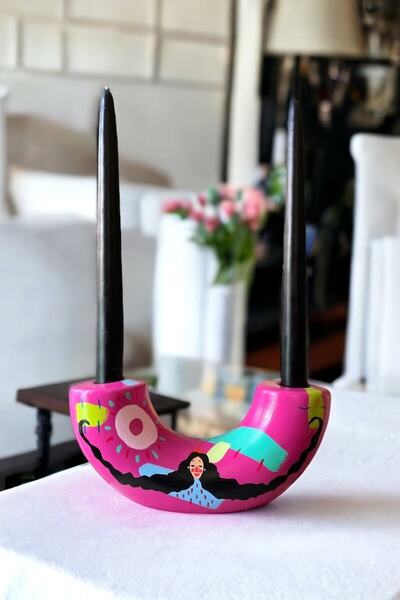 ARİENEL El Yapımı Mumluk Şamdan Pembe