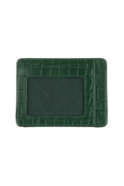 Deriderim Suport pentru carduri din piele naturală de crocodil verde cu închidere cu apăsare