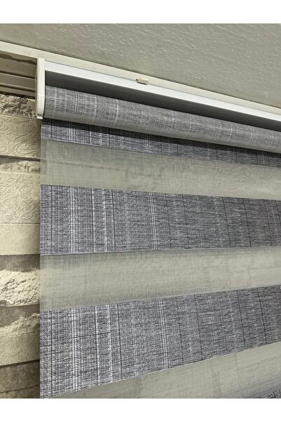 PERDECİNİZ GRİ RENK DESENLİ ZEBRA PERDE ALÜMİNYUM KASA (Etek Düz) en xboy