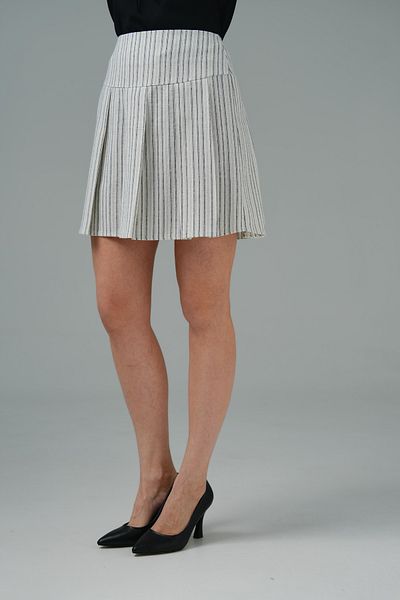 Saade Premium Ecru Pleated Mini Woven Skirt