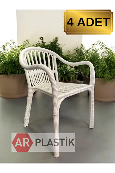 AR PLASTİK Vintage Örgü Koltuk 4 ADET | Kafe Bahçe Balkon Teras Koltuğu