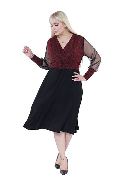 modayız Διπλό γιακά Glittery Chic Plus Size Φόρεμα 5a-2301